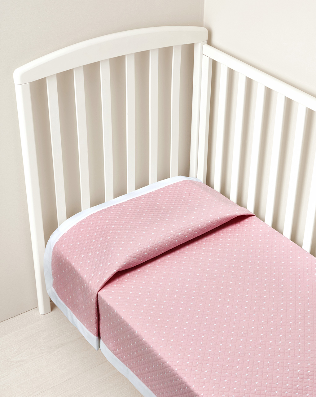 Cobertor de cama de verão rosa com borda branca - Prénatal