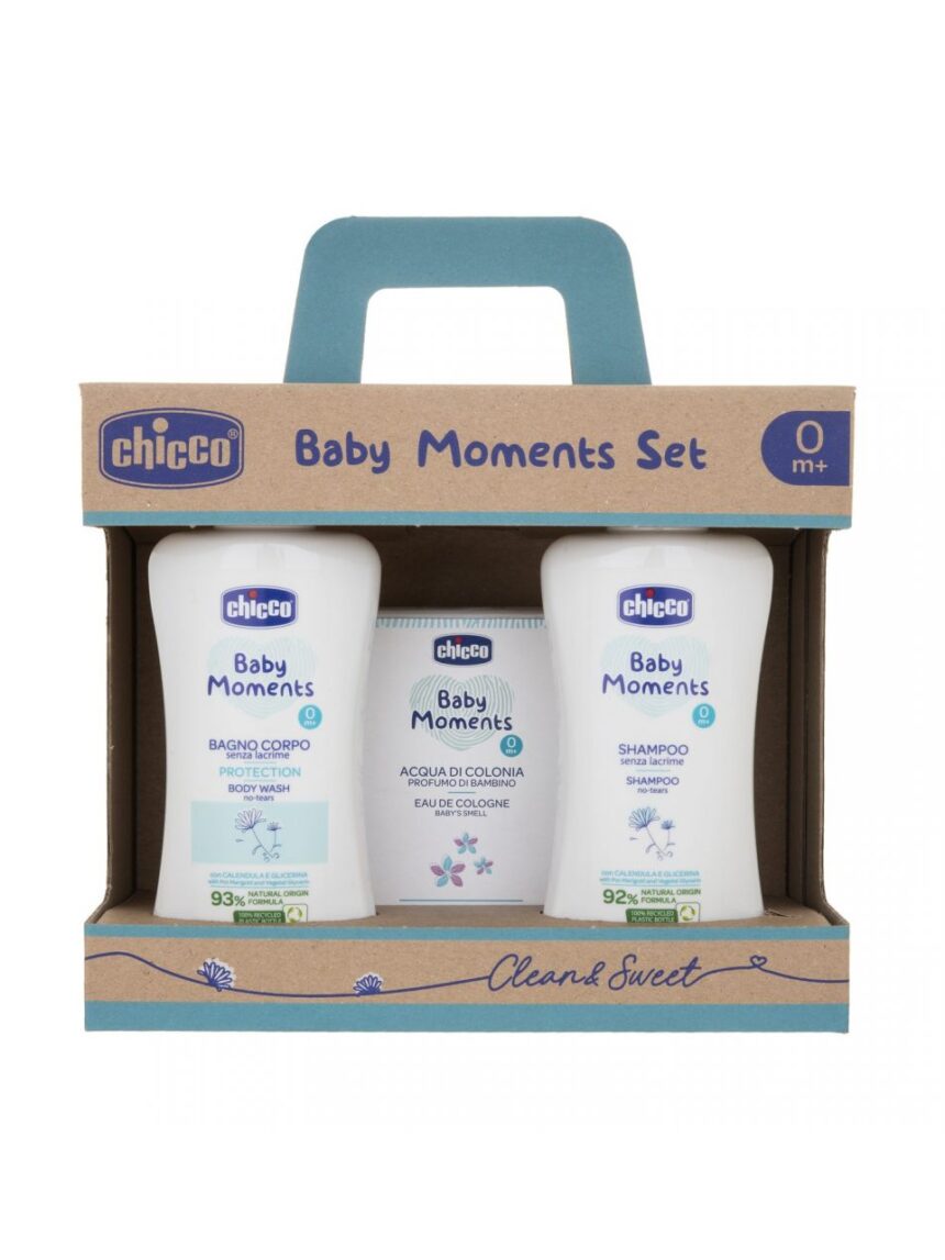 Conjunto baby moments 1 banho corporal, shampoo, colônia - Chicco