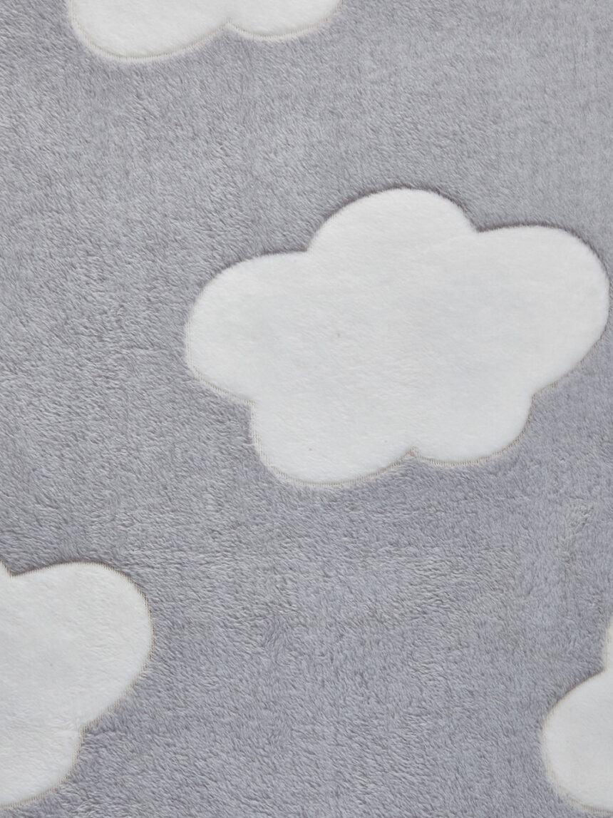 Manta de berço em pele sintética cinza com nuvens brancas - Prénatal