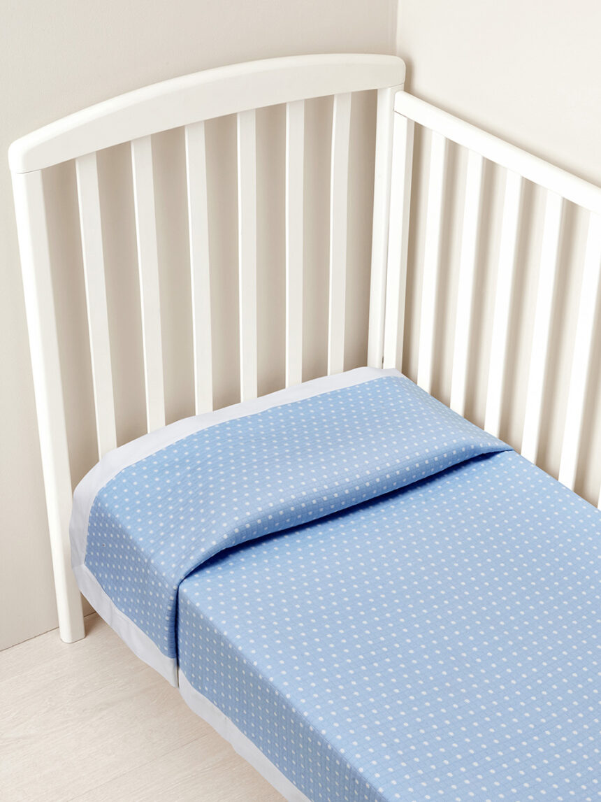 Cobertor de cama de verão azul claro com borda branca - Prénatal