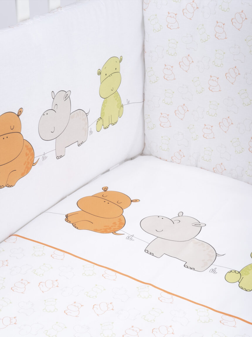 Conjunto de cama unissex com 4 peças "hippopotamus" - Prénatal