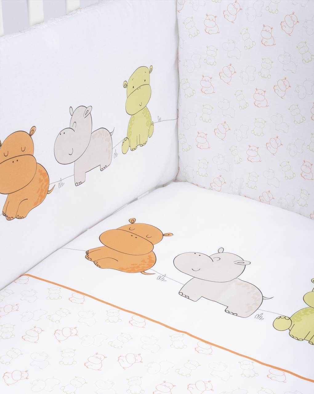 Conjunto de cama unissex com 4 peças "hippopotamus" - Prénatal
