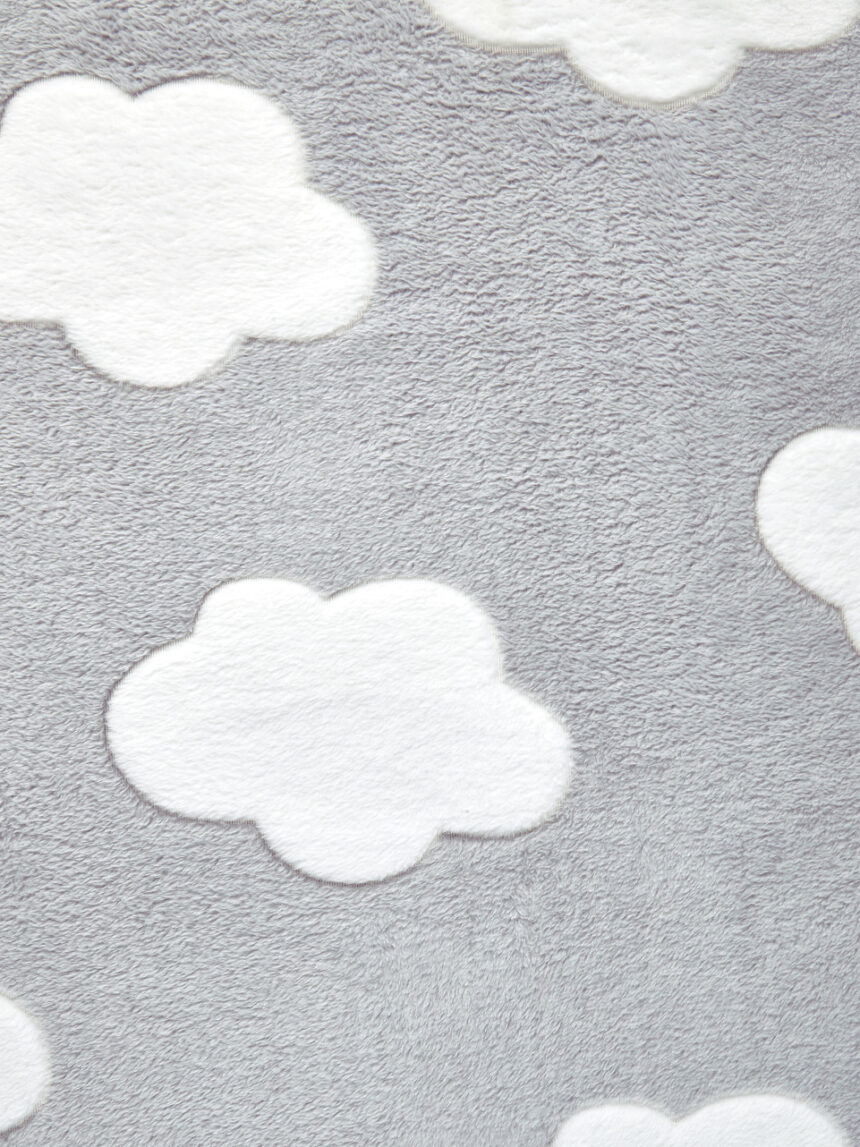 Manta de cama em pele sintética cinza com nuvens - Prénatal