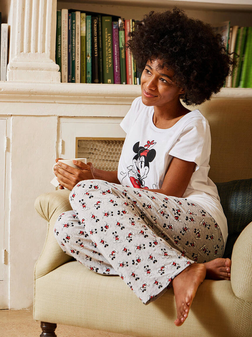 Pijama de algodão para amamentar minnie e mickey mouse - Prénatal
