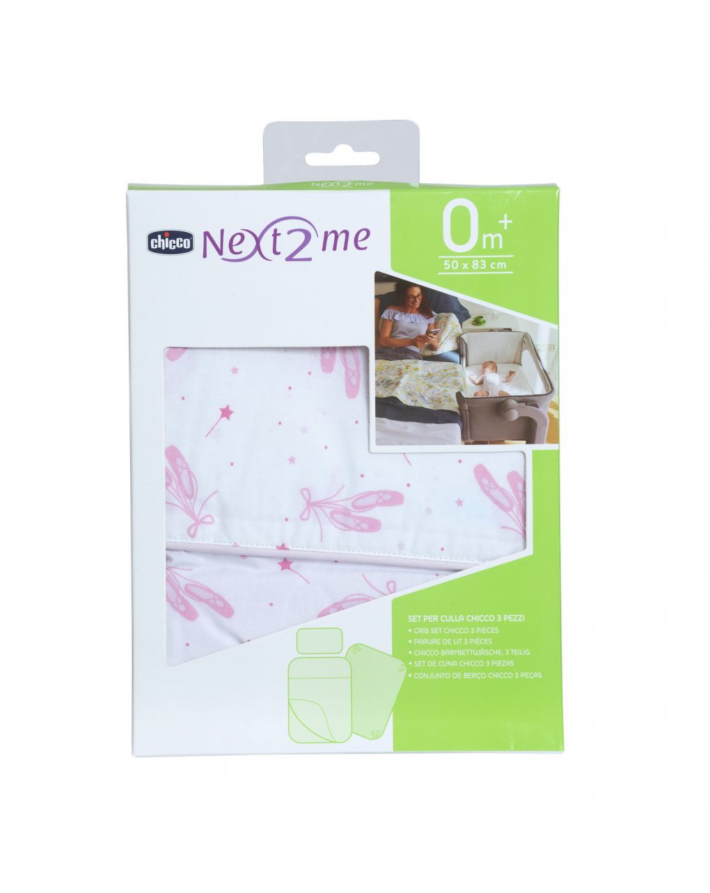 Next2me pink ballet ballet conjunto de 3 peças de cama de grades - Chicco