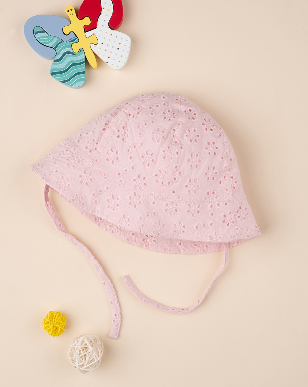 Chapéu de menina sangallo rosa - Prénatal