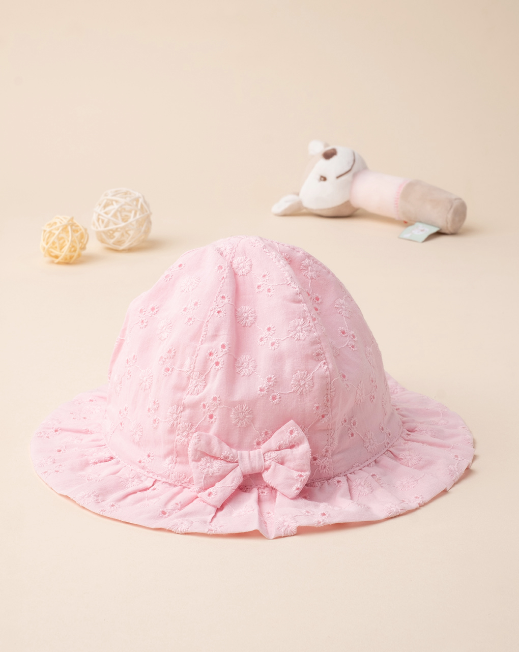 Chapéu de menina sangallo rosa - Prénatal