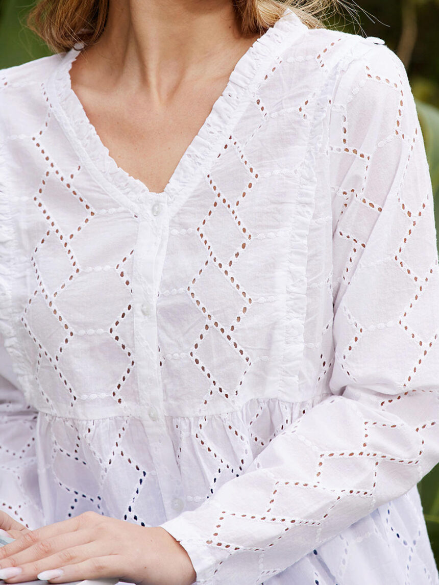 Camisa de maternidade em algodão sangallo - Prénatal
