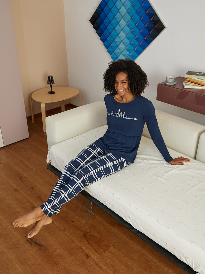 Nova iorque skyline pijama de enfermagem de algodão - Prénatal