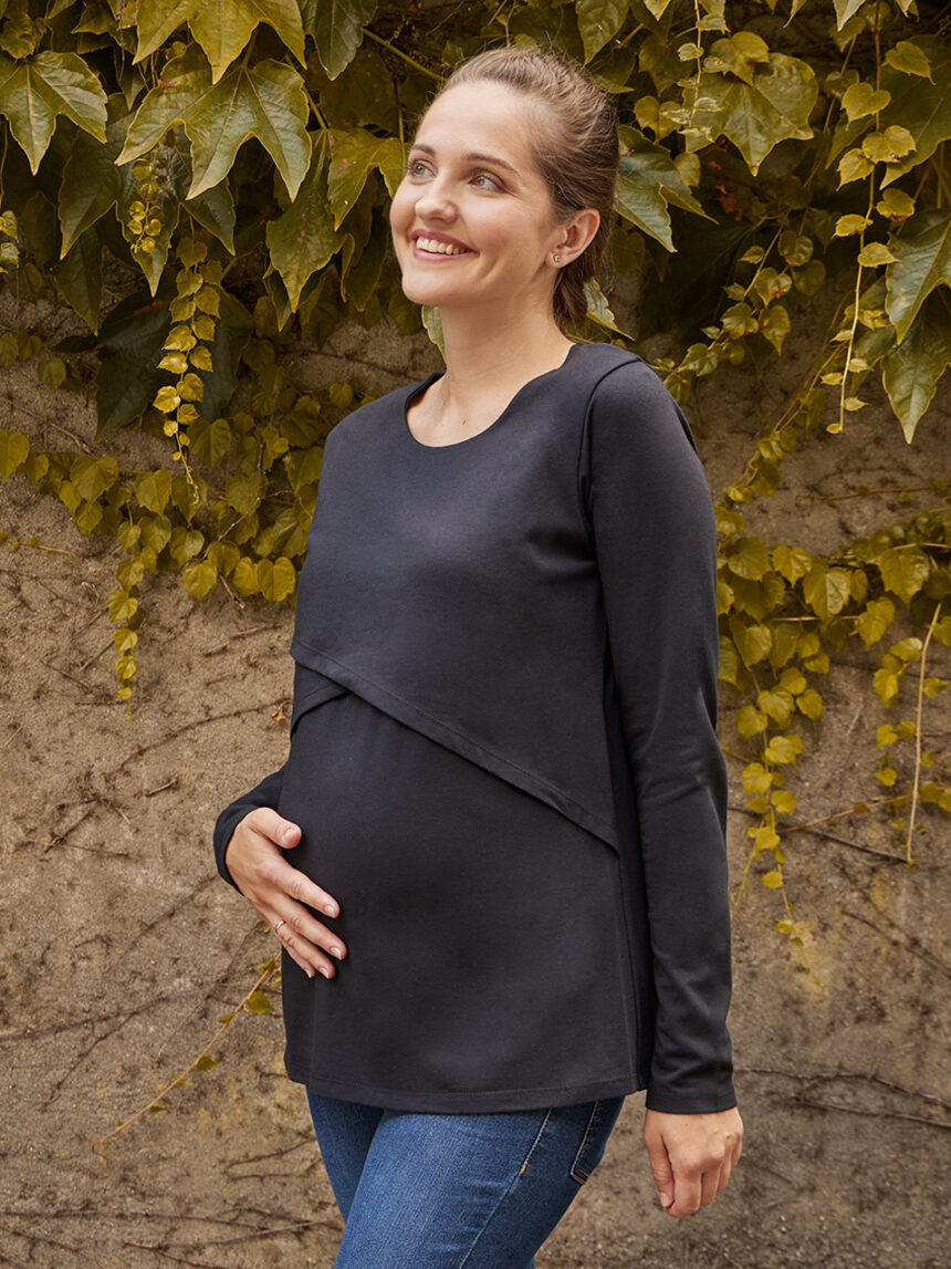 T-shirt preta de maternidade - Prénatal