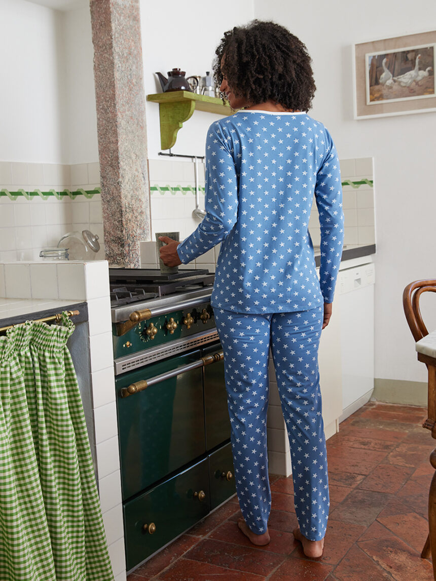 Pijama de enfermagem de padrão estrela azul - Prénatal