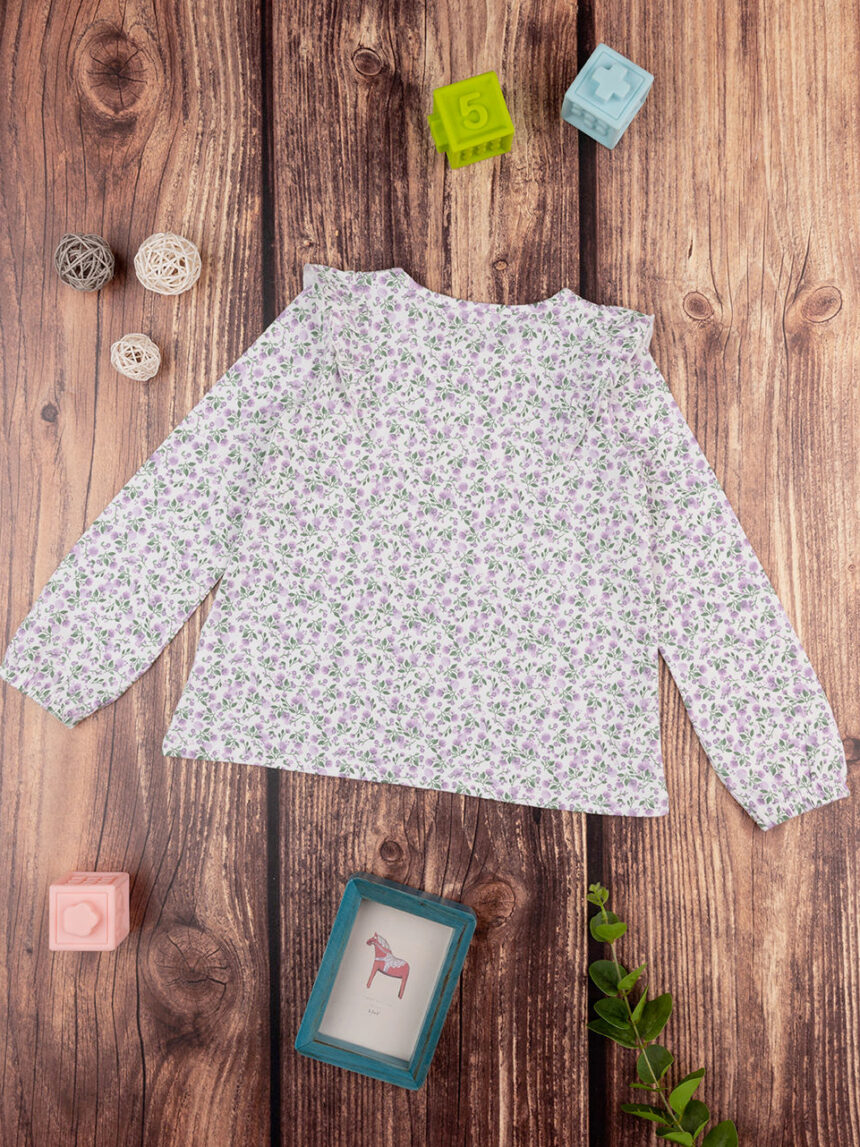 T-shirt de manga comprida para raparigas lilás e verde floresta - Prénatal