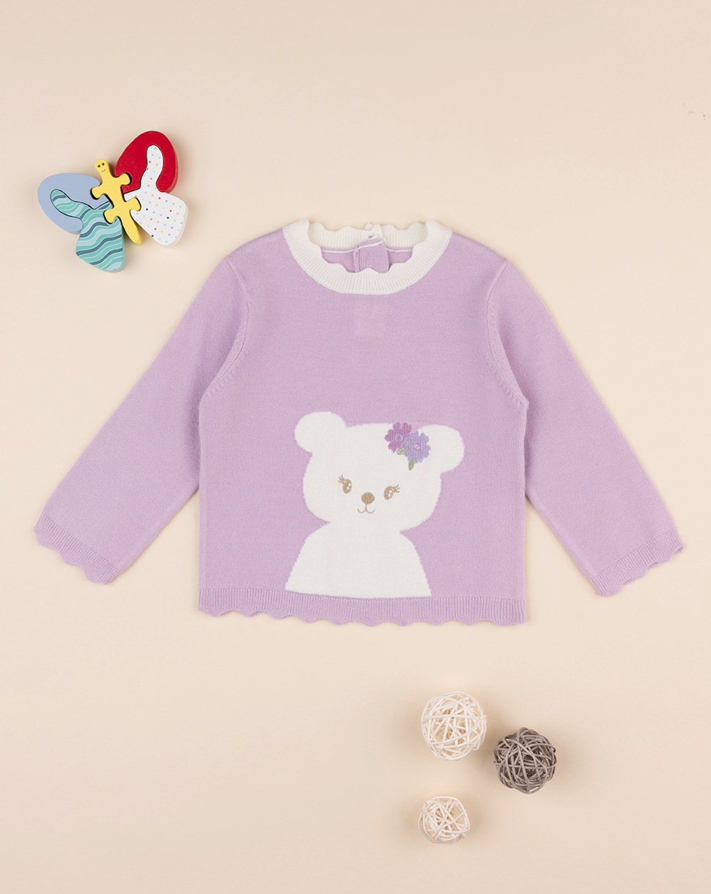 Camisola de tricot lilás para raparigas - Prénatal