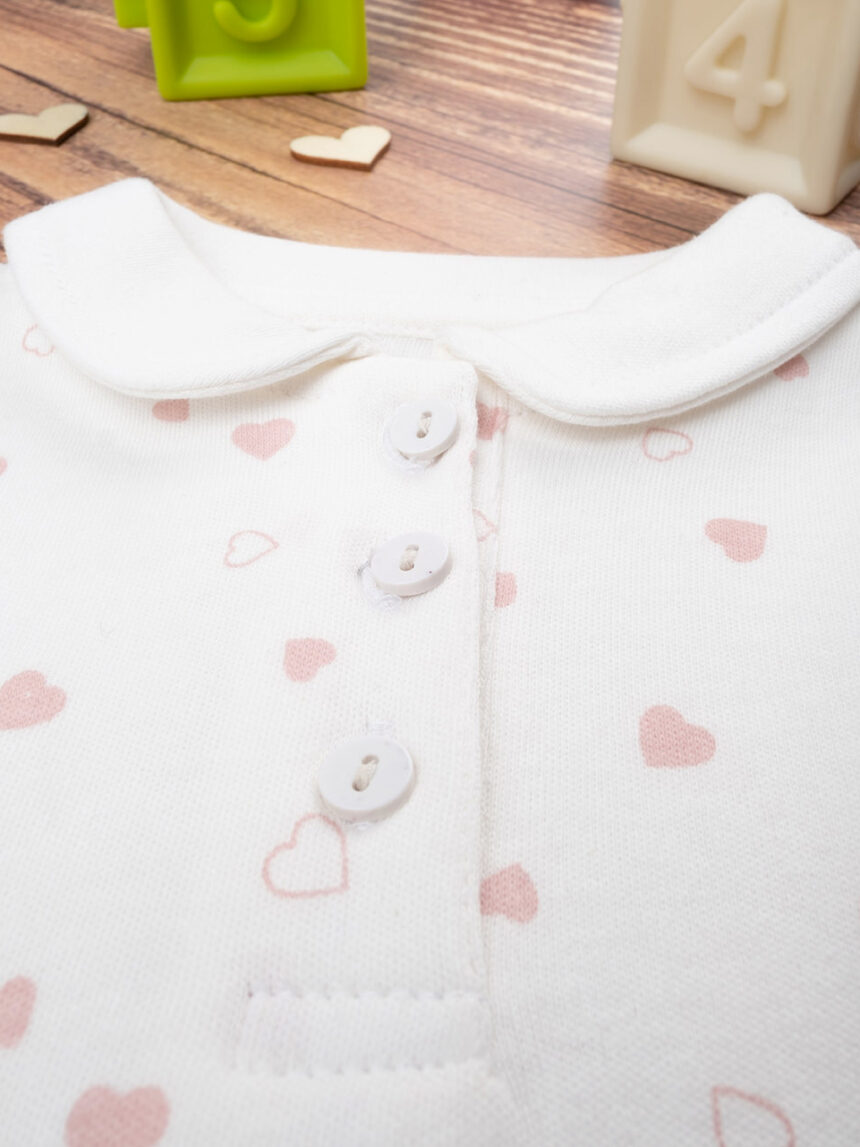 Camisa pólo 'corações' de rapariga em creme - Prénatal