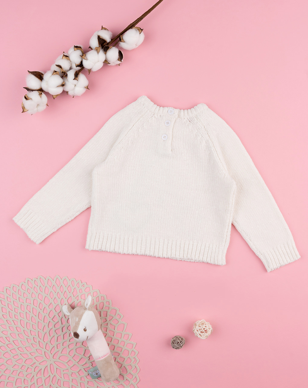 Camisola tricot branca de menina - Prénatal