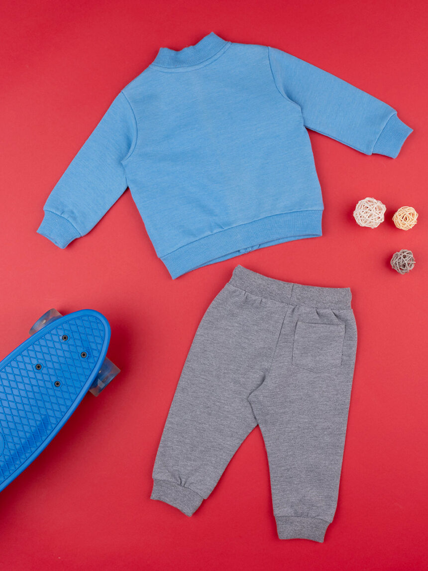 Roupa de jogging azul e cinzento para bebés - Prénatal