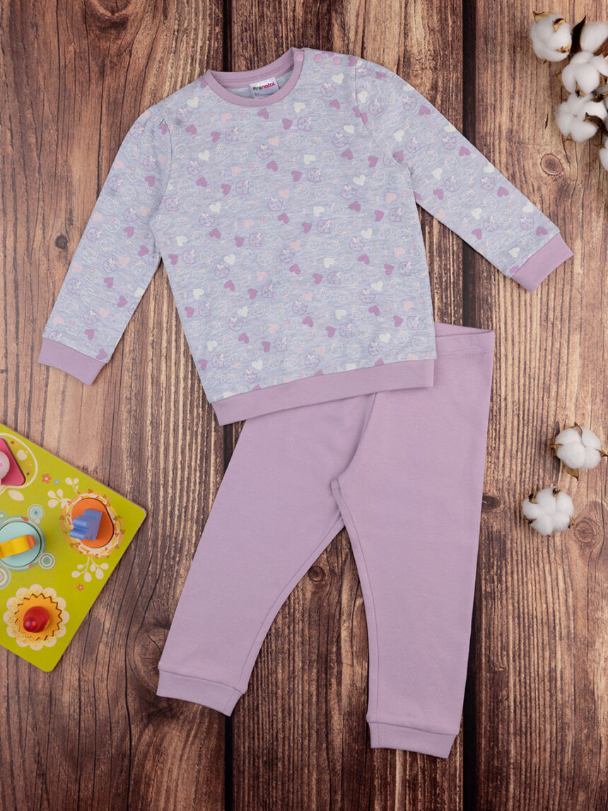 Pijama cinzento/lilás de menina - Prénatal