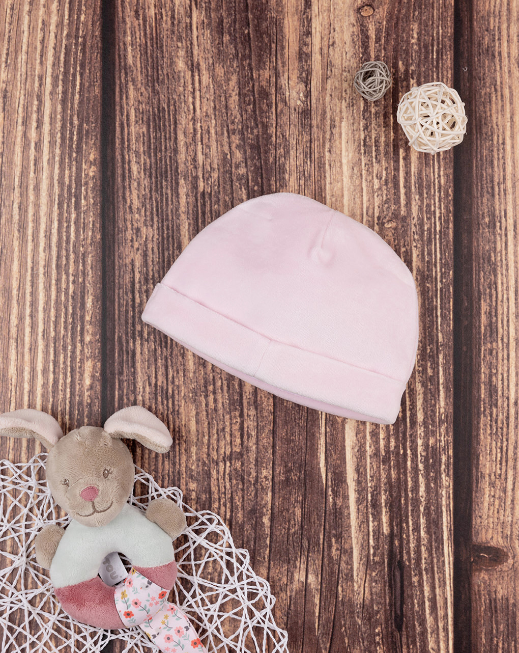 Chapéu de algodão orgânico rosa bebé - Prénatal