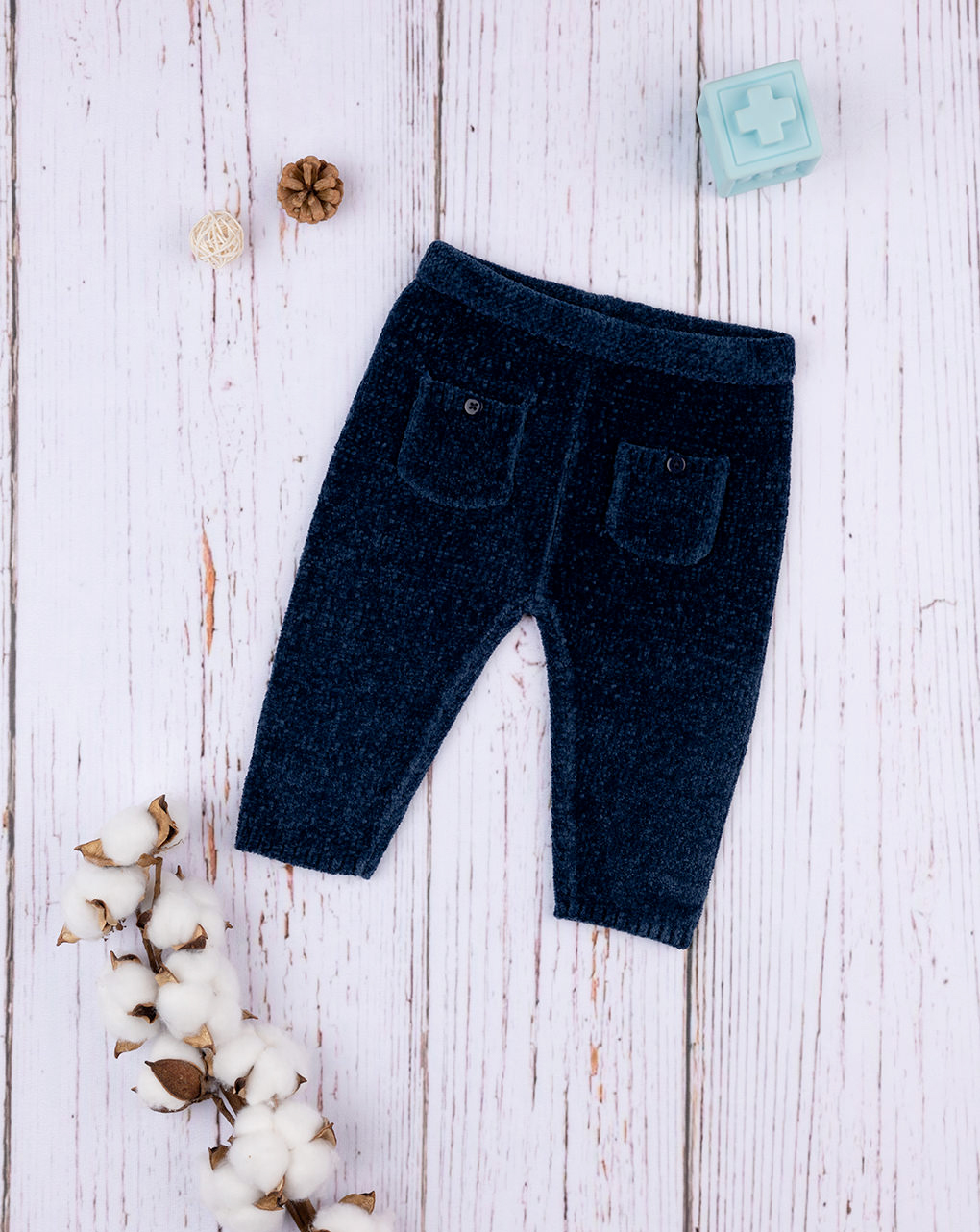 Calças de tricot azul bebé - Prénatal