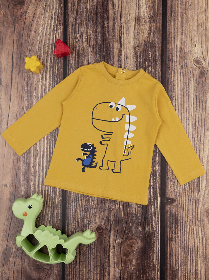 T-shirt amarela 'dinossauros' para crianças - Prénatal