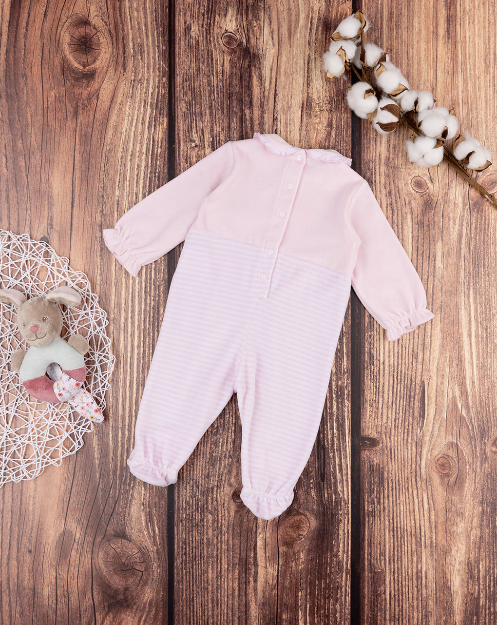 Fato de dormir de algodão orgânico rosa bebé - Prénatal