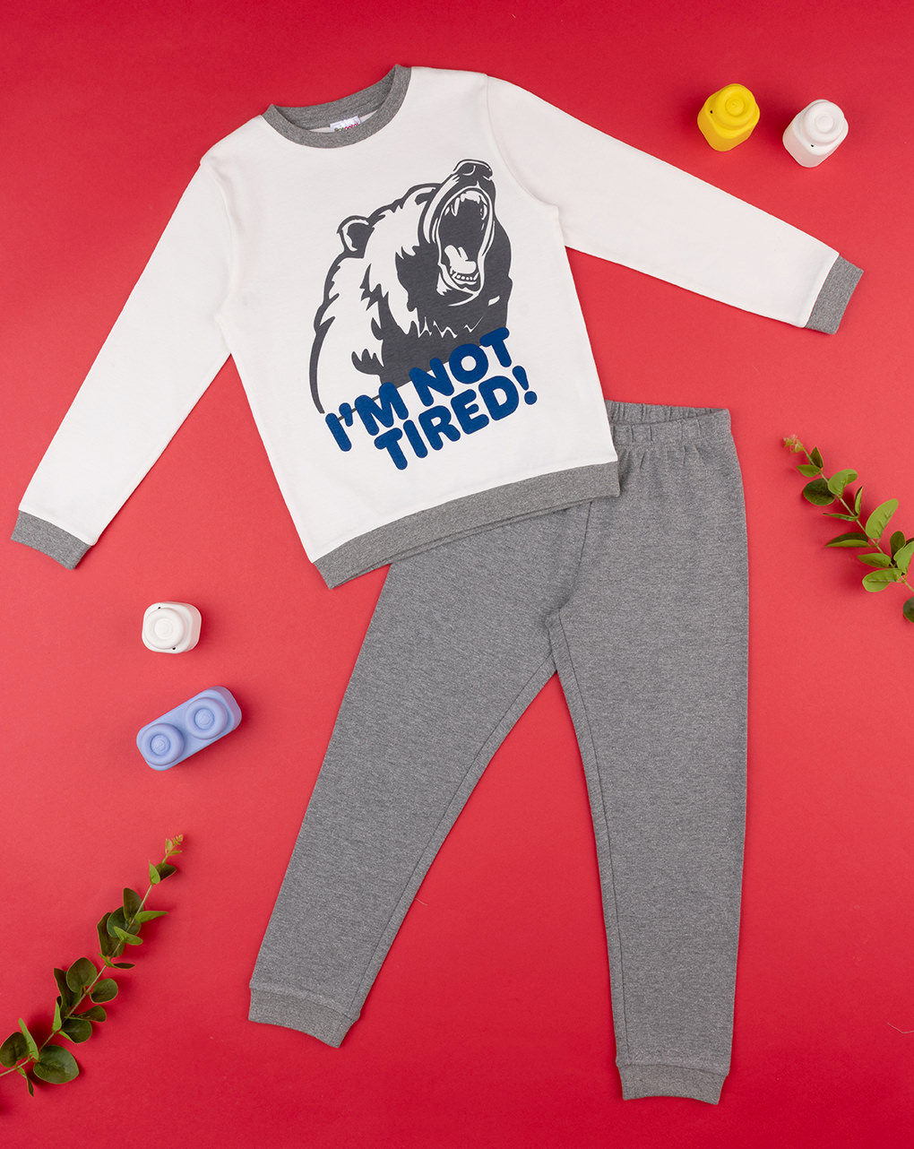 Bonito pijama de duas peças para crianças "bear" cinzento - Prénatal