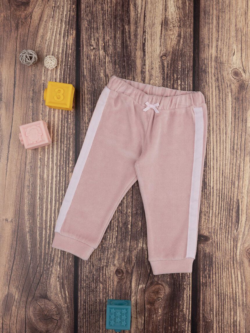 Calças de chenille rosa para bebés - Prénatal