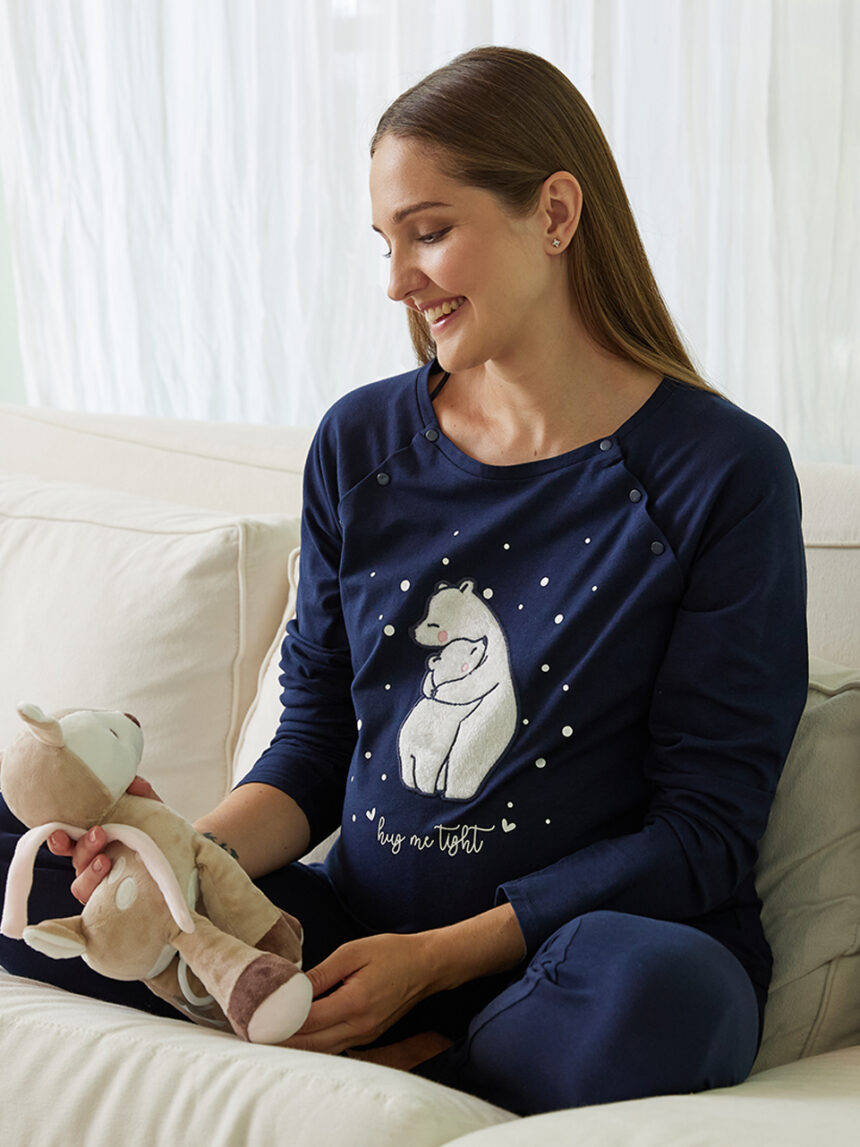 Pijama de enfermagem de maternidade com ursos polares - Prénatal