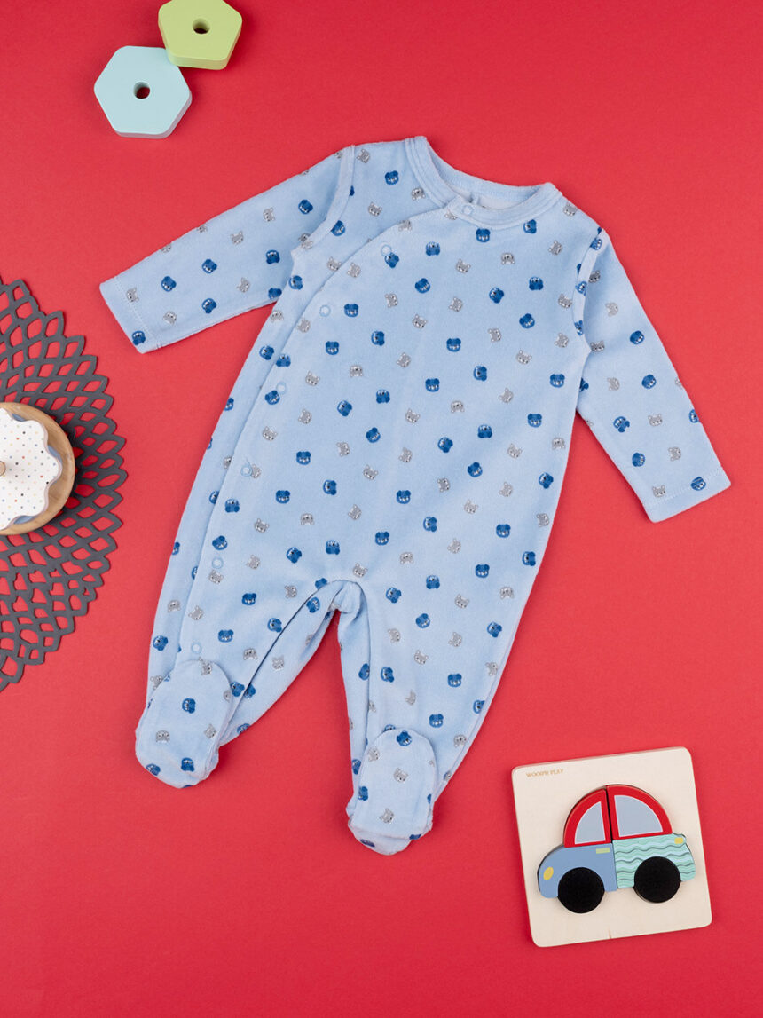 Fato de dormir de chenille azul bebé - Prénatal
