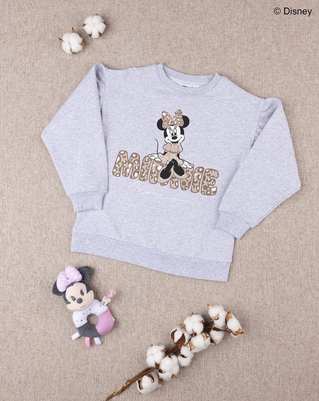 Camisola casual para raparigas "minnie" fundo cinzento claro - Prénatal