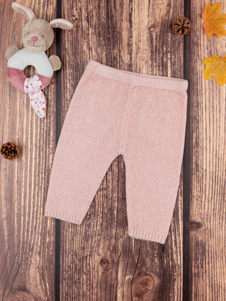 Calças de tricot rosa antigas de menina - Prénatal