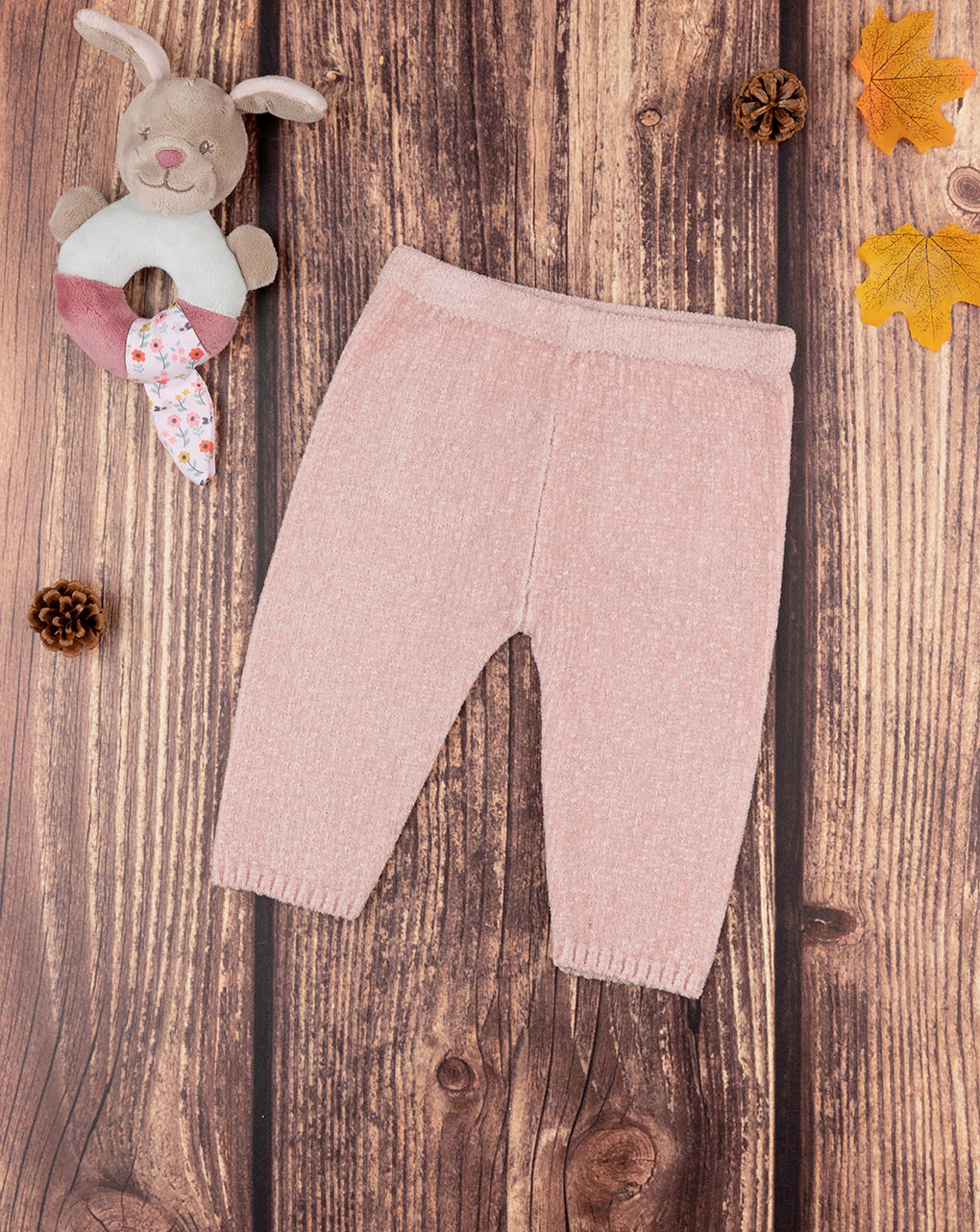 Calças de tricot rosa antigas de menina - Prénatal