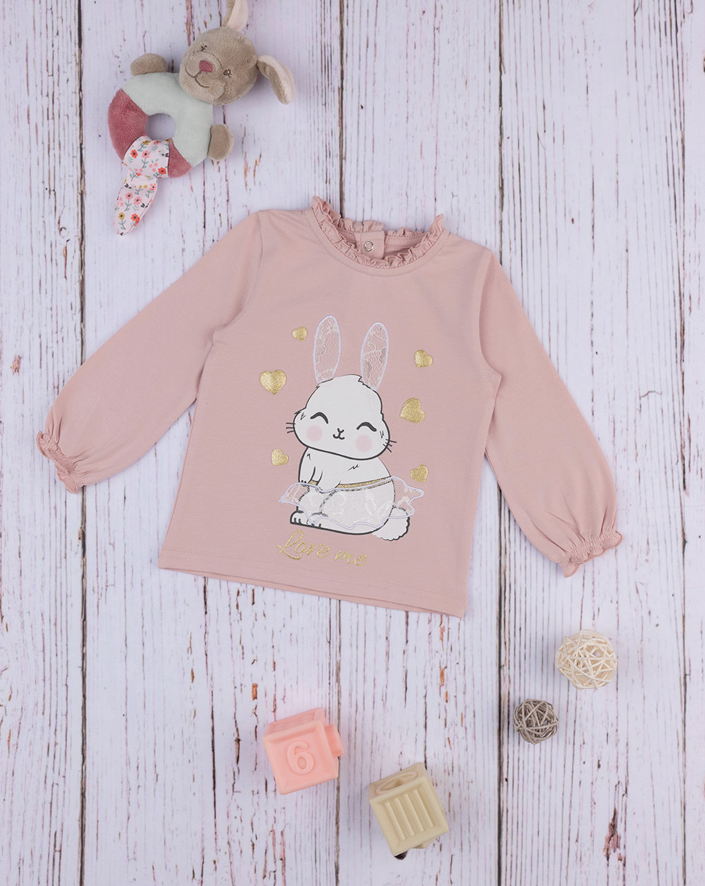 T-shirt 'bunny' rosa para menina - Prénatal