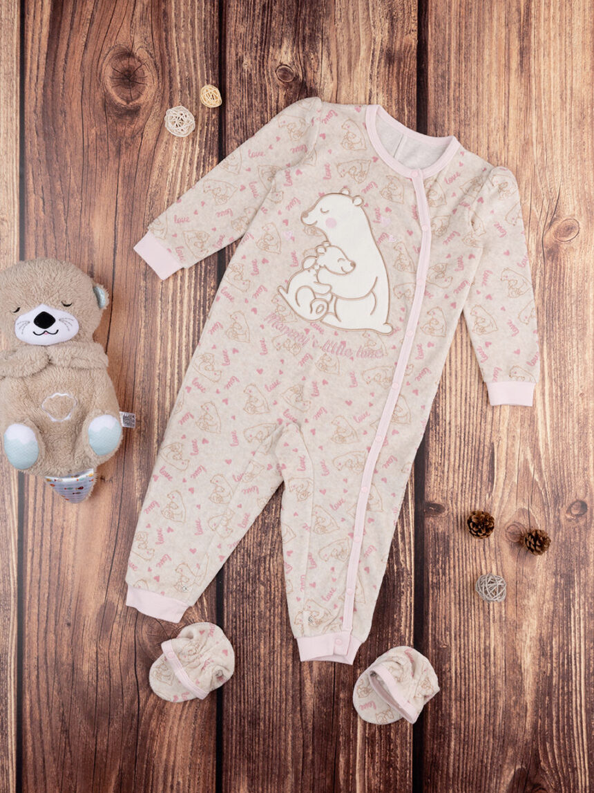 Pijama de bebé de chenille bege - Prénatal