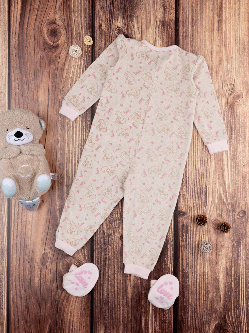 Pijama de bebé de chenille bege - Prénatal