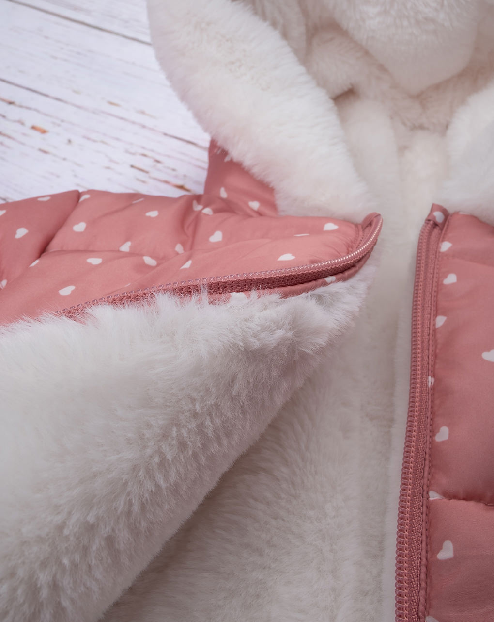 Casaco de bebé reversível rosa para baixo - Prénatal