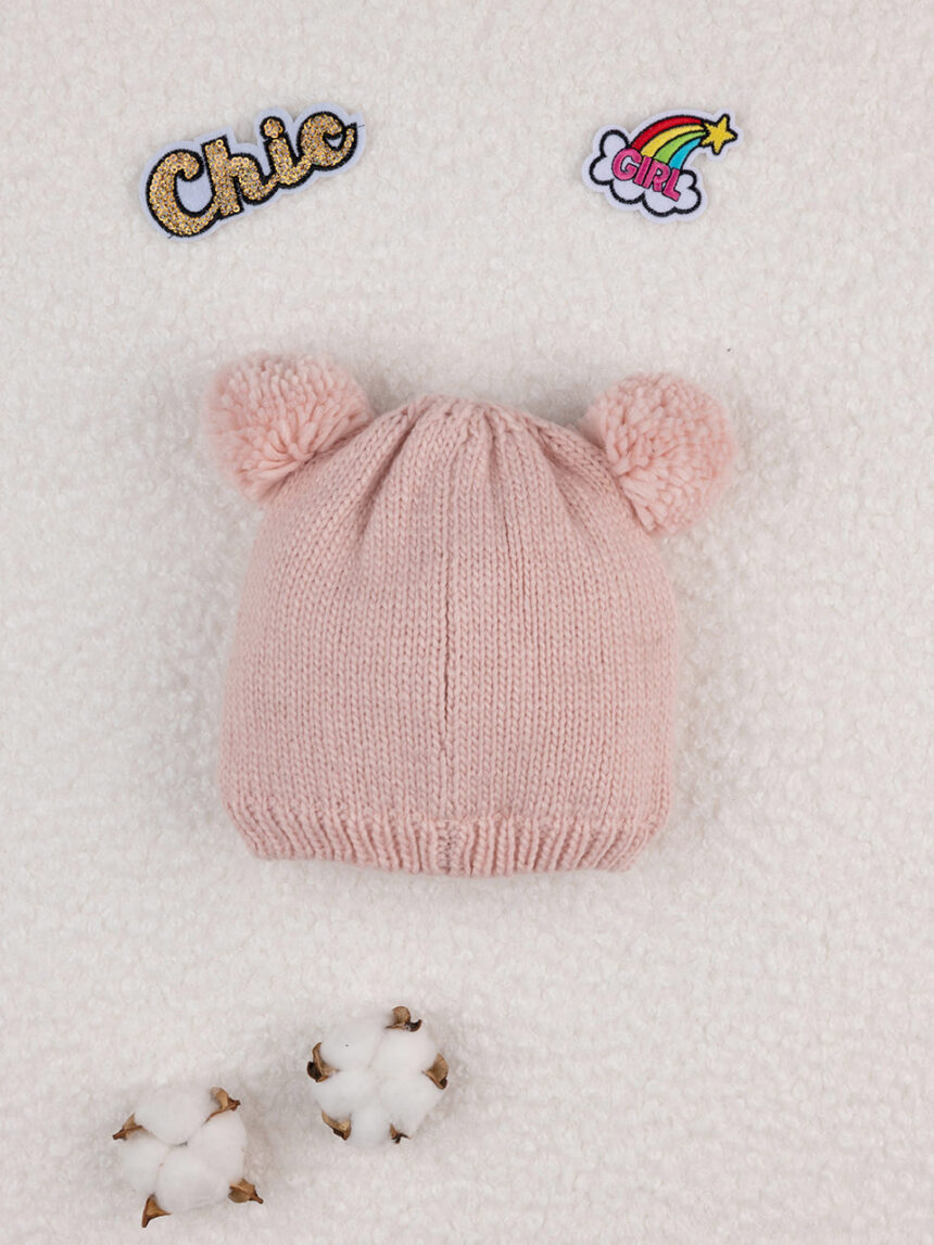 Chapéu de tricô rosa de menina - Prénatal