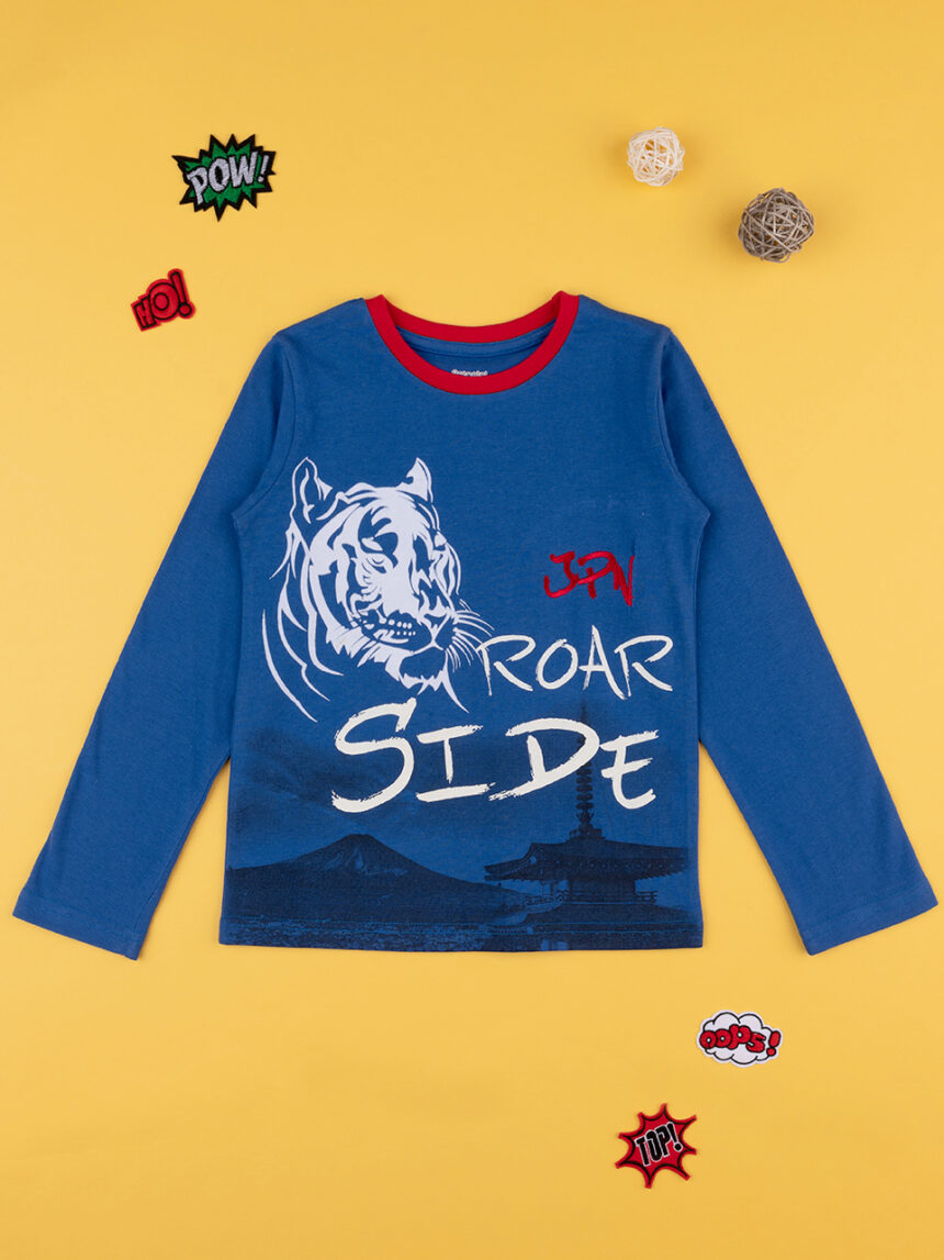 T-shirt menino azul "tigre" - Prénatal