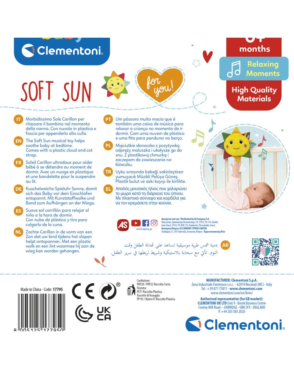 Baby clementoni - jogo musical de sol suave, caixa de música para bebé - Baby Clementoni