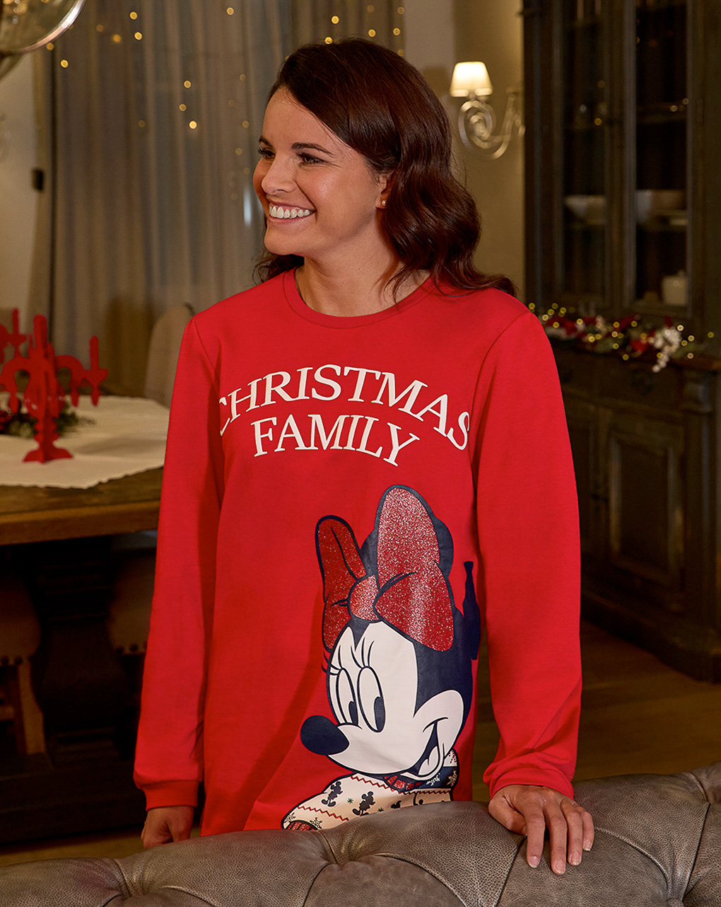 Pijama de maternidade com impressão da família minnie christmas - Prénatal