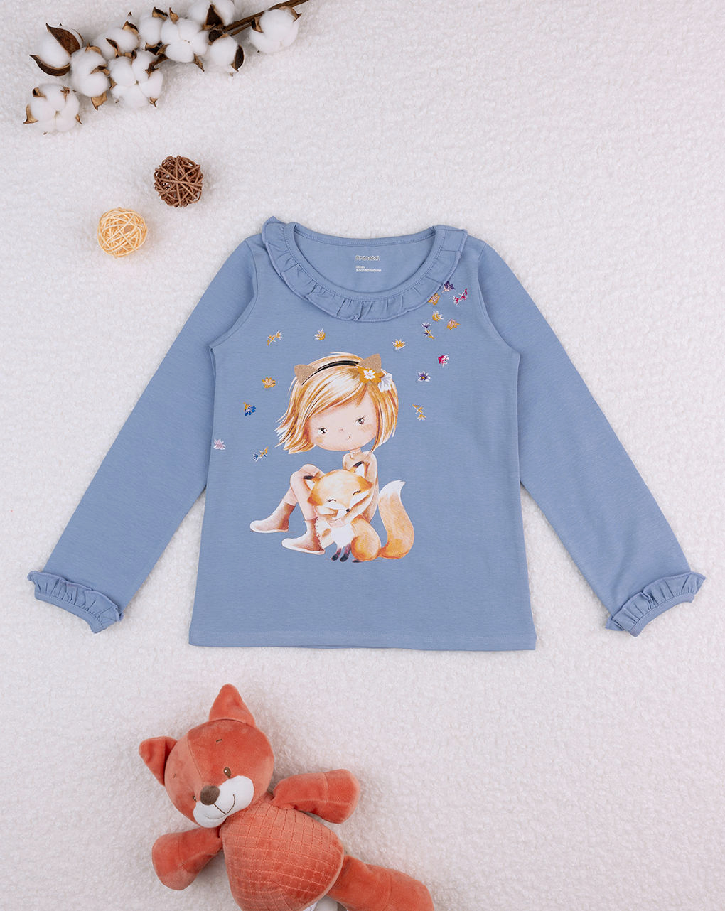 T-shirt azul 'maiden' de menina - Prénatal