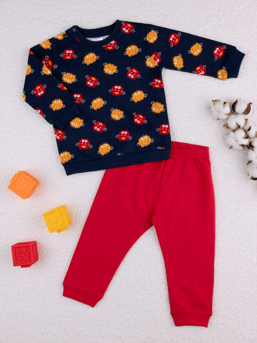 Pijama 'monstros' azul/vermelho para bebé - Prénatal