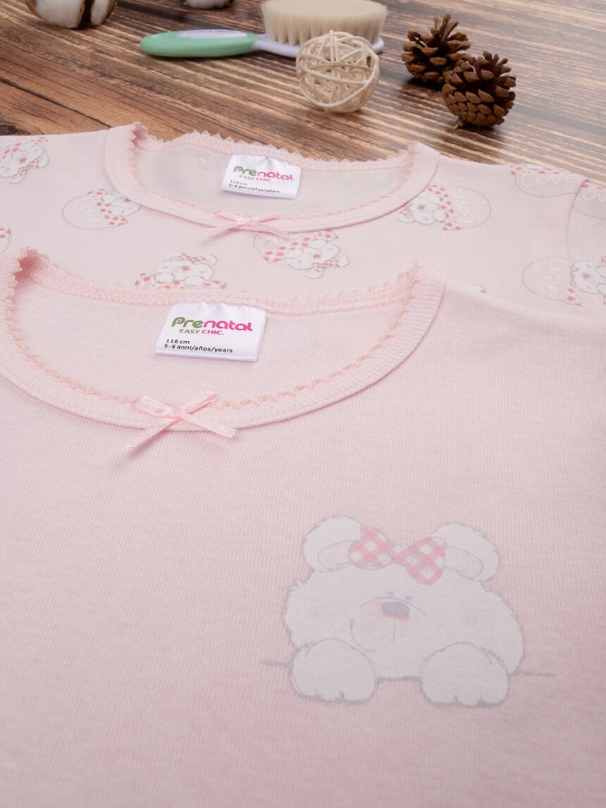 Embalar 2 t-shirts de costela de menina rosa - Prénatal