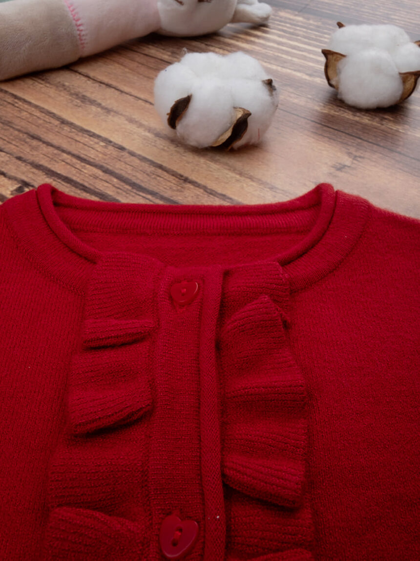 Cardigã de tricot vermelho de menina - Prénatal