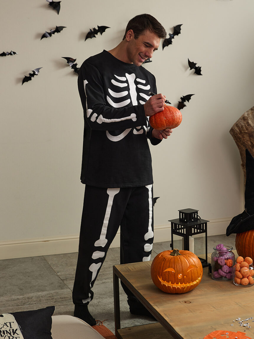 Pijama do papá com impressão do esqueleto de halloween - Prénatal