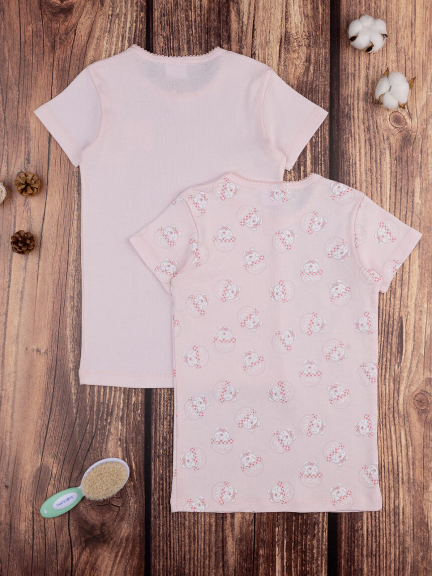 Embalar 2 t-shirts de costela de menina rosa - Prénatal