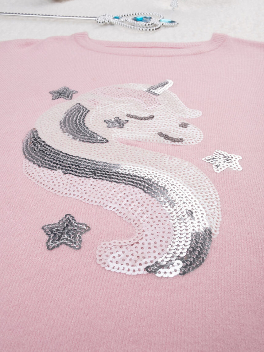 Camisola de tricot de lantejoulas rosa de menina - Prénatal