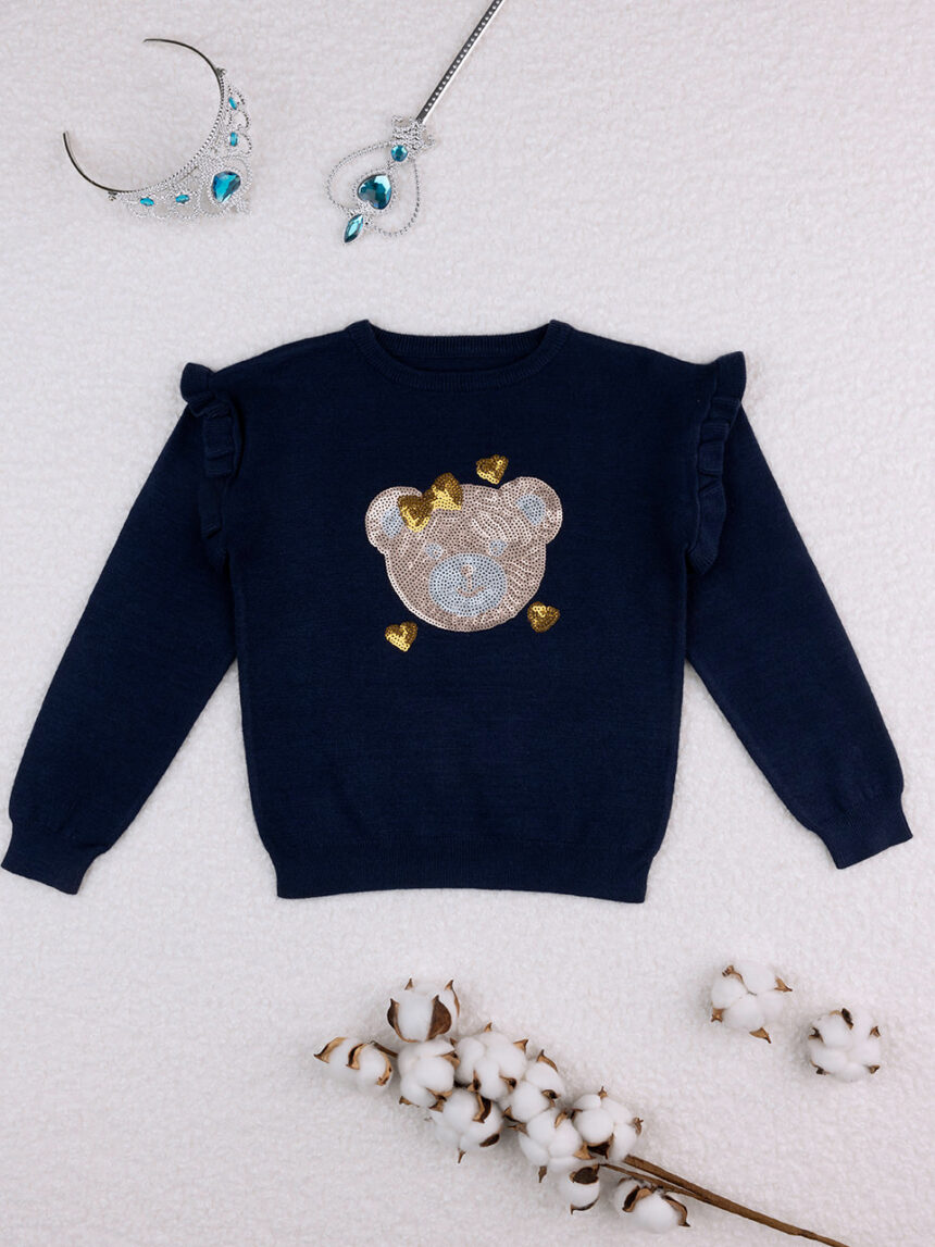 Camisola tricot de lantejoulas azuis de menina - Prénatal