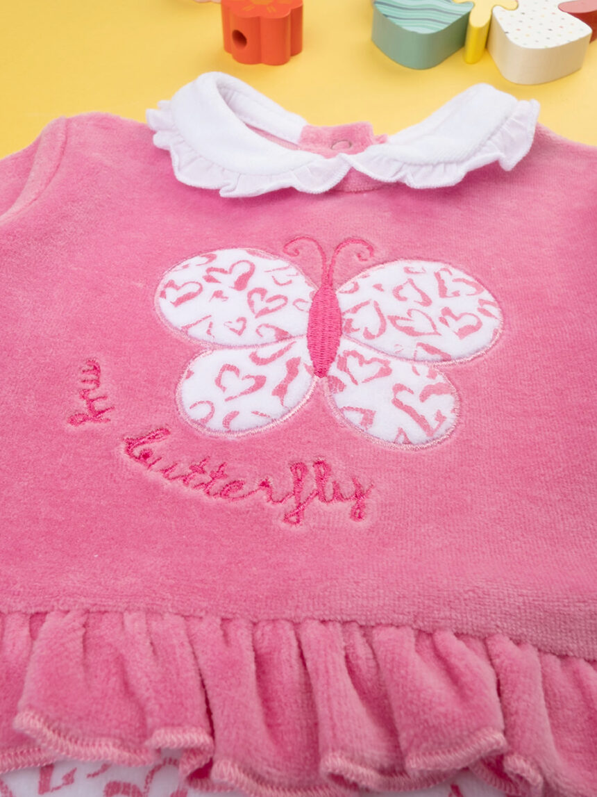 Fato de dormir chenille rosa para bebé - Prénatal