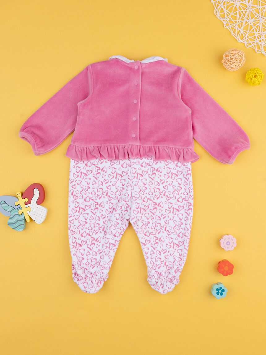 Fato de dormir chenille rosa para bebé - Prénatal